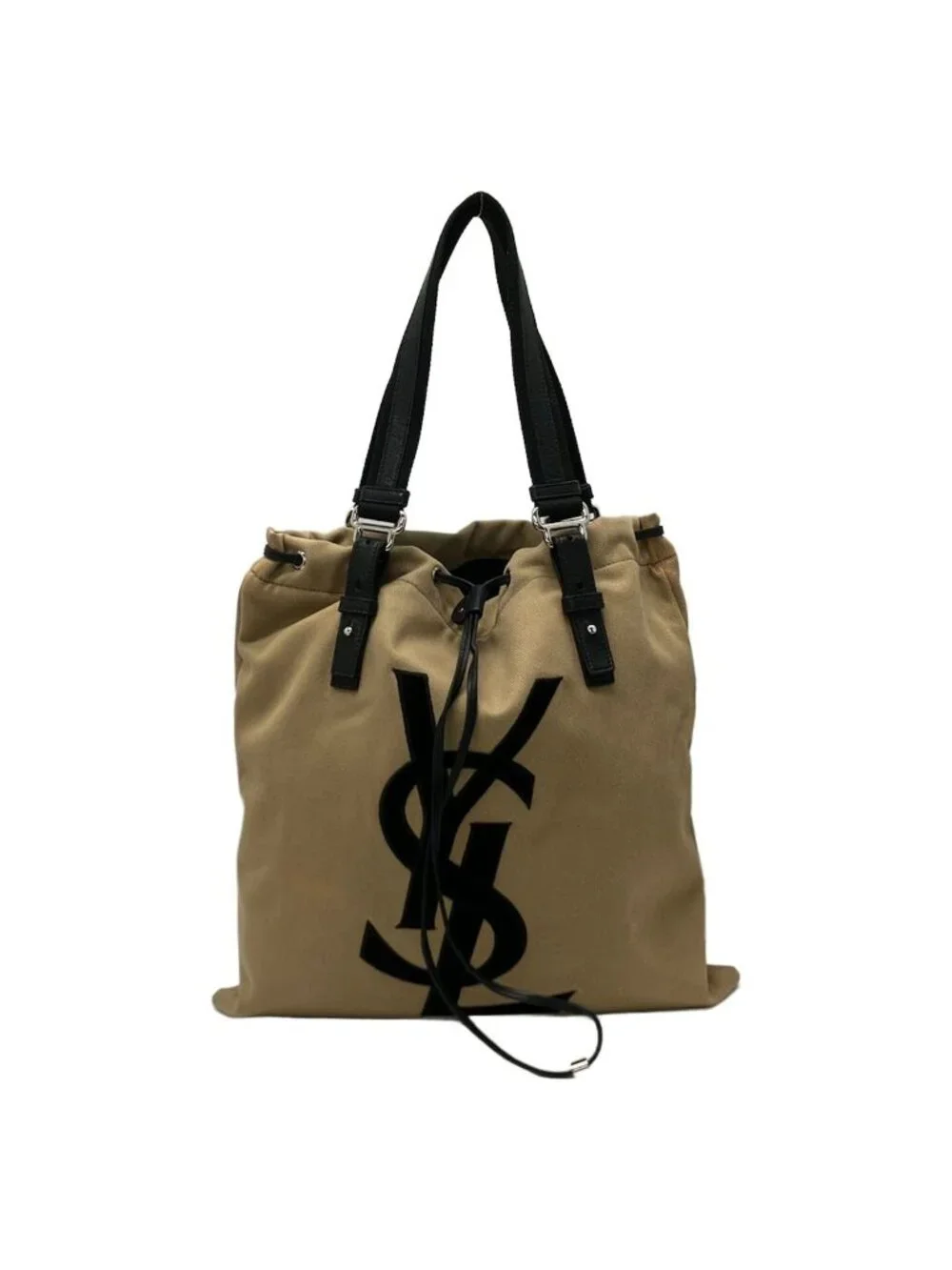 Saint Laurent Rive Gauche Tote Kahala Beige Black Leather